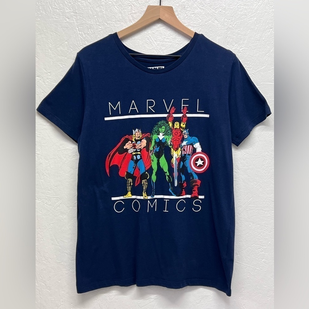 UNISEX Graphic Marvel T-Shirt - Navy Blue - XXL